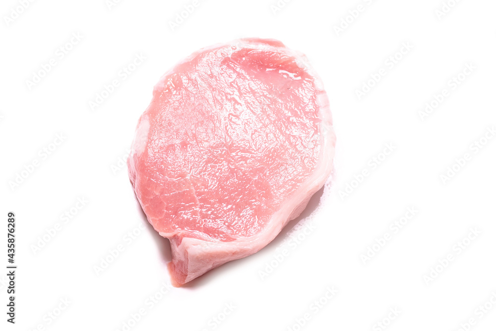 Raw pork pieces isolated on a white background. Raw pork pieces isolated on a white background.