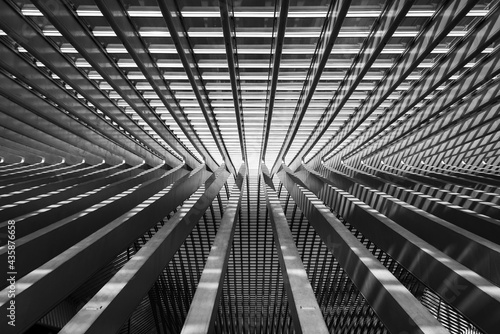 Symmetrical lines in architecture, abstract Perspective 