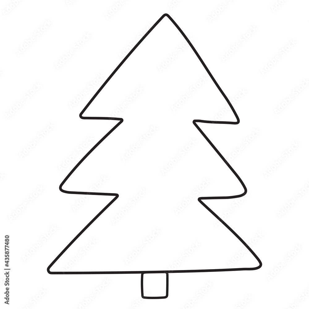 Spruce in a linear style. Tree Vector hand-drawn illustration in flat style. Isolated outline element on a white background. Eco and nature and plant images. Ecology and environment protection Spruce in a linear style. Tree Vector hand-drawn illustration in flat style. Isolated outline element on a white background. Eco and nature and plant images. Ecology and environment protection