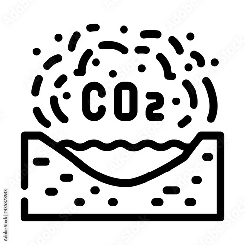 limnological disaster, emission of carbon dioxide in reservoir line icon vector. limnological disaster, emission of carbon dioxide in reservoir sign. isolated contour symbol black illustration