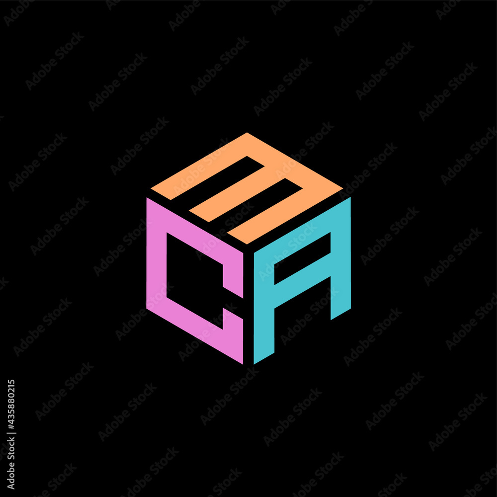 Hexagon logo with the letters MCA design Hexagon logo with the letters MCA design