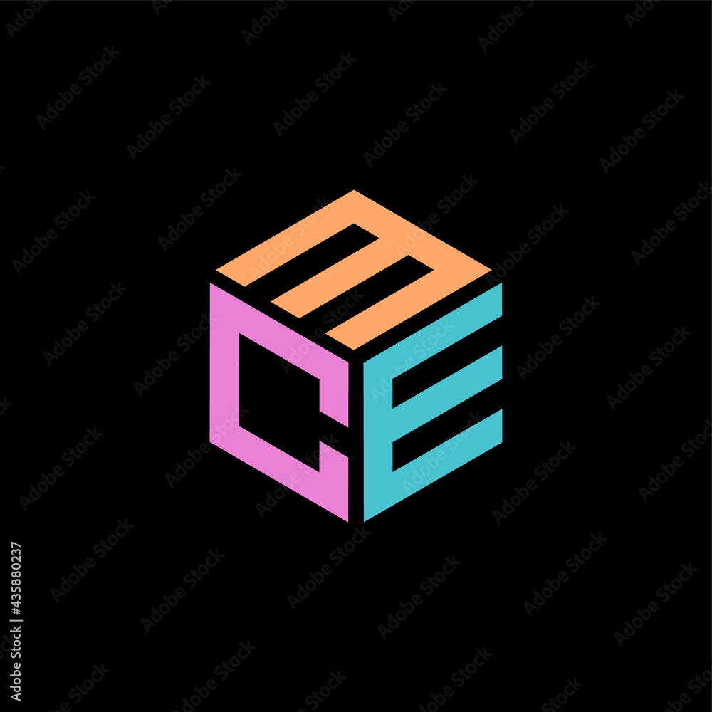 Hexagon logo with the letters MCE design Hexagon logo with the letters MCE design