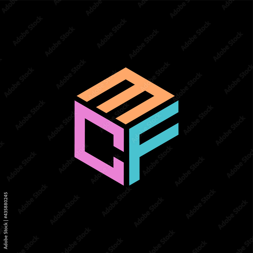 Hexagon logo with the letters MCF design Hexagon logo with the letters MCF design