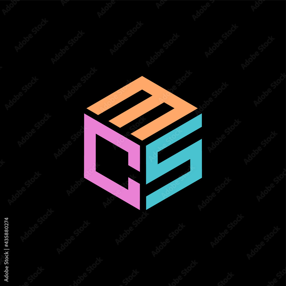 Hexagon logo with the letters MCS design Hexagon logo with the letters MCS design