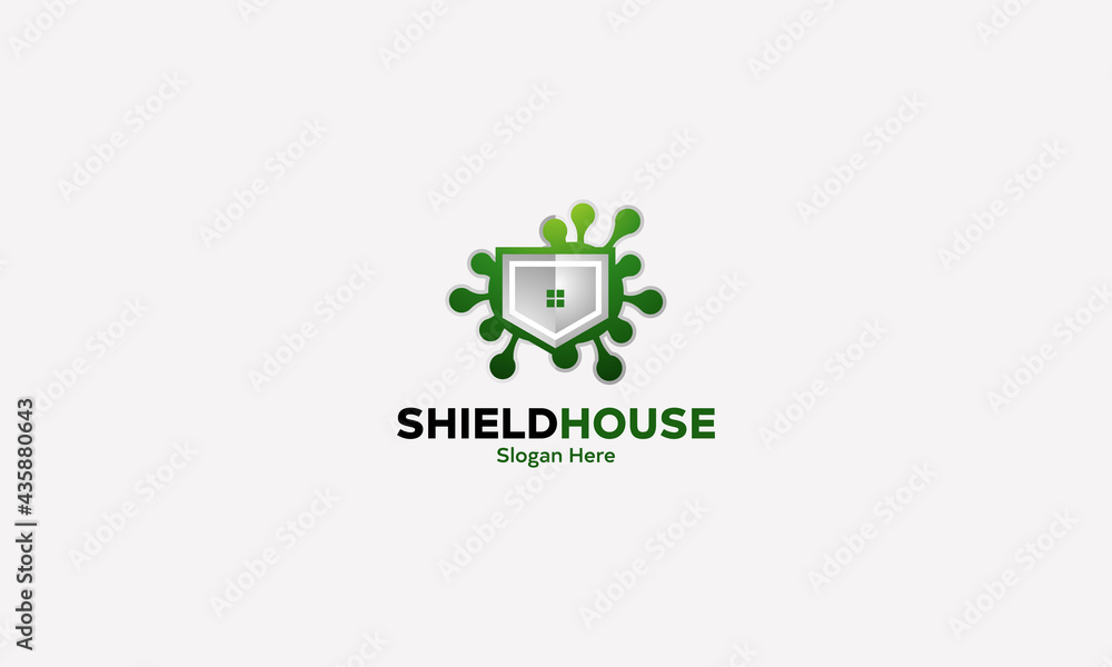 Virus protection with home shield logo design template Virus protection with home shield logo design template