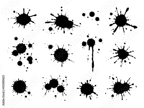 Set of paint splashes  black blots  spots. Decorative elements for your design. Vector illustration.