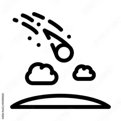 meteor falling disaster line icon vector. meteor falling disaster sign. isolated contour symbol black illustration