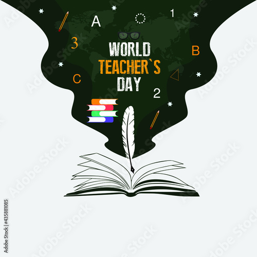 World Teacher's Day. October 5.vector illustration with school equipment for poster, brochure, banner and greeting card.