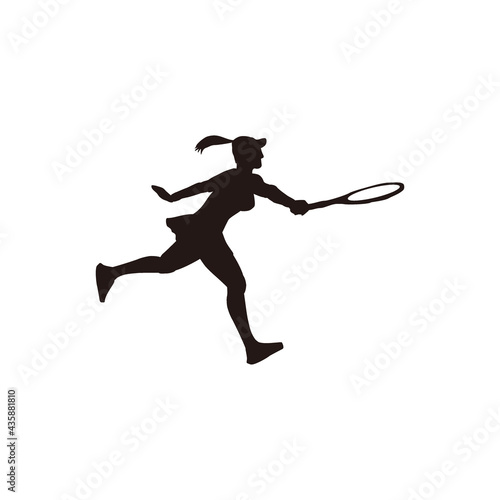 woman athlete swing her tennis racket silhouette - tennis cartoon athlete silhouette isolated on white