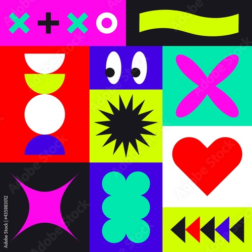 Abstract bauhaus geometry design. Modern contemporary art pattern, minimal geometric shapes czech style. Vector graphic