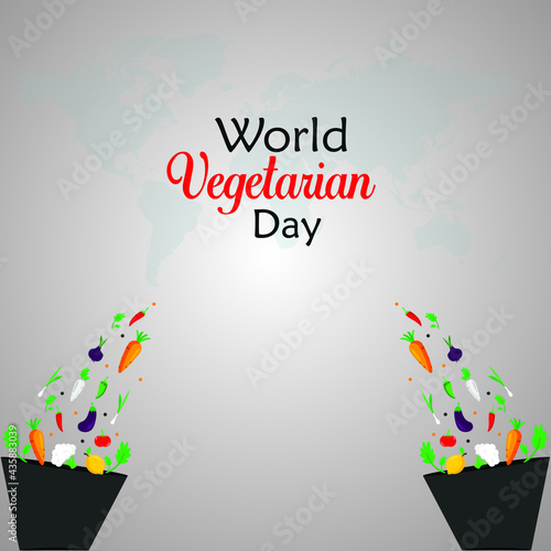 World Vegetarian Day. October 1. Different types of vegetables vector. Vegetarian Day Poster. Important day.