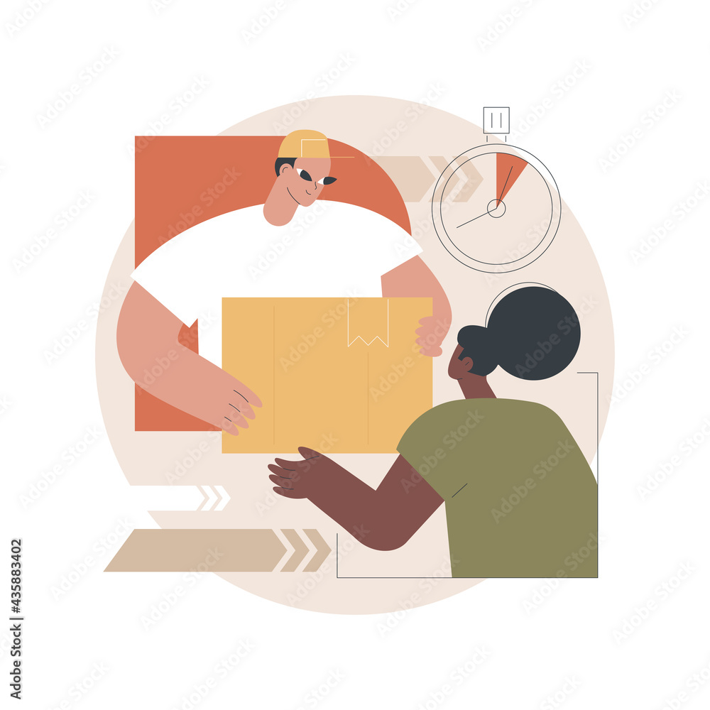 Express delivery service abstract concept vector illustration. Air freight logistics, global postal mail, package delivery, fast shipping order, tracking number, post office abstract metaphor.