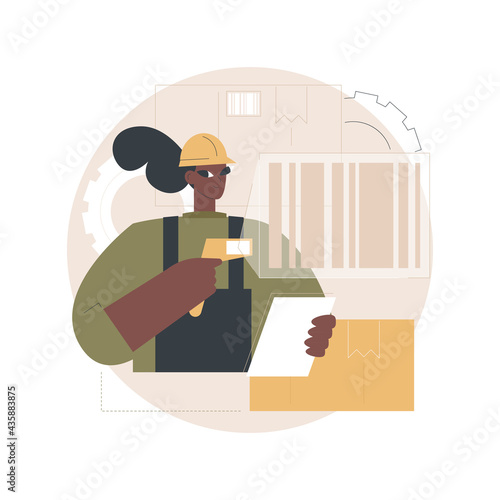 Barcode scanning abstract concept vector illustration. Barcode generator software, warehouse logistics, parcel tracking and sorting, warehouse automation system, solution abstract metaphor.