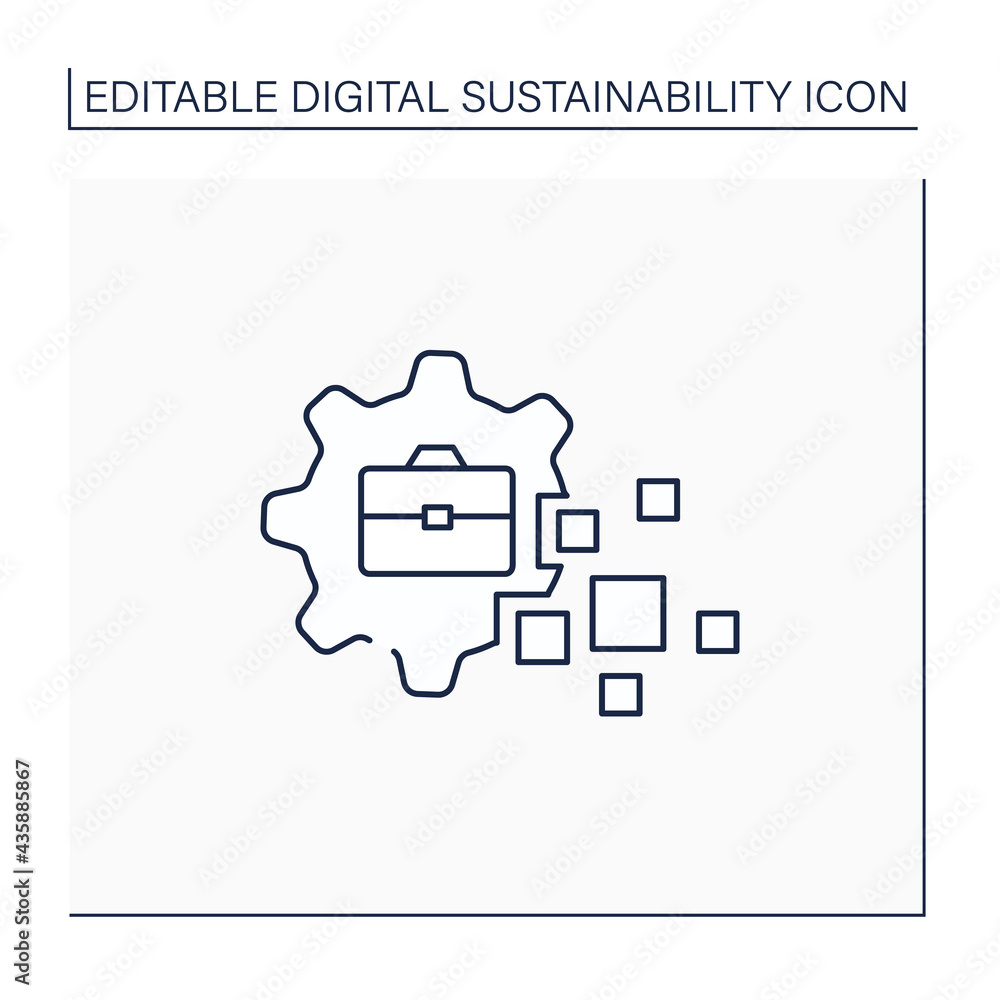 Business transformation line icon.Fundamental changes in business sphere. Digital technology integration all areas. Digital sustainability concept.Isolated vector illustration.Editable stroke Business transformation line icon.Fundamental changes in business sphere. Digital technology integration all areas. Digital sustainability concept.Isolated vector illustration.Editable stroke