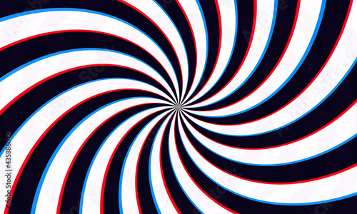 Hypnotic illustration: overimposed pinwheels (black, red and blue), giving the illusion of blades and possibly a headache to the viewer.
 photo