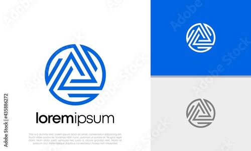 Innovative high tech logo template. Template label for blockchain technology. Initial A. Technology Logo. 
