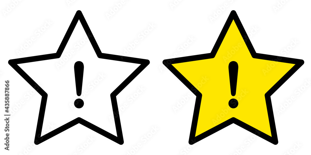 Exclamation mark icon in five pointed star Exclamation mark icon in five pointed star