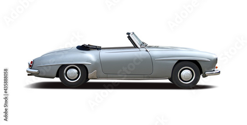 Classic roadster car  side view isolated on white background
