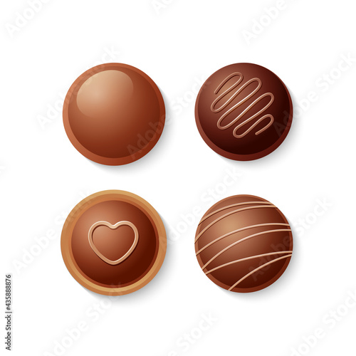 Chocolate candies, realistic vector illustration