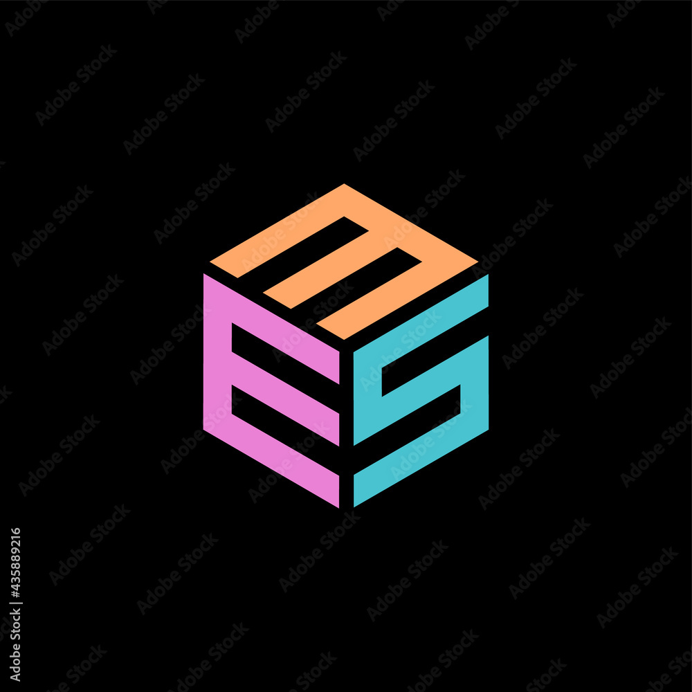 Hexagon logo with the letters MES design Hexagon logo with the letters MES design