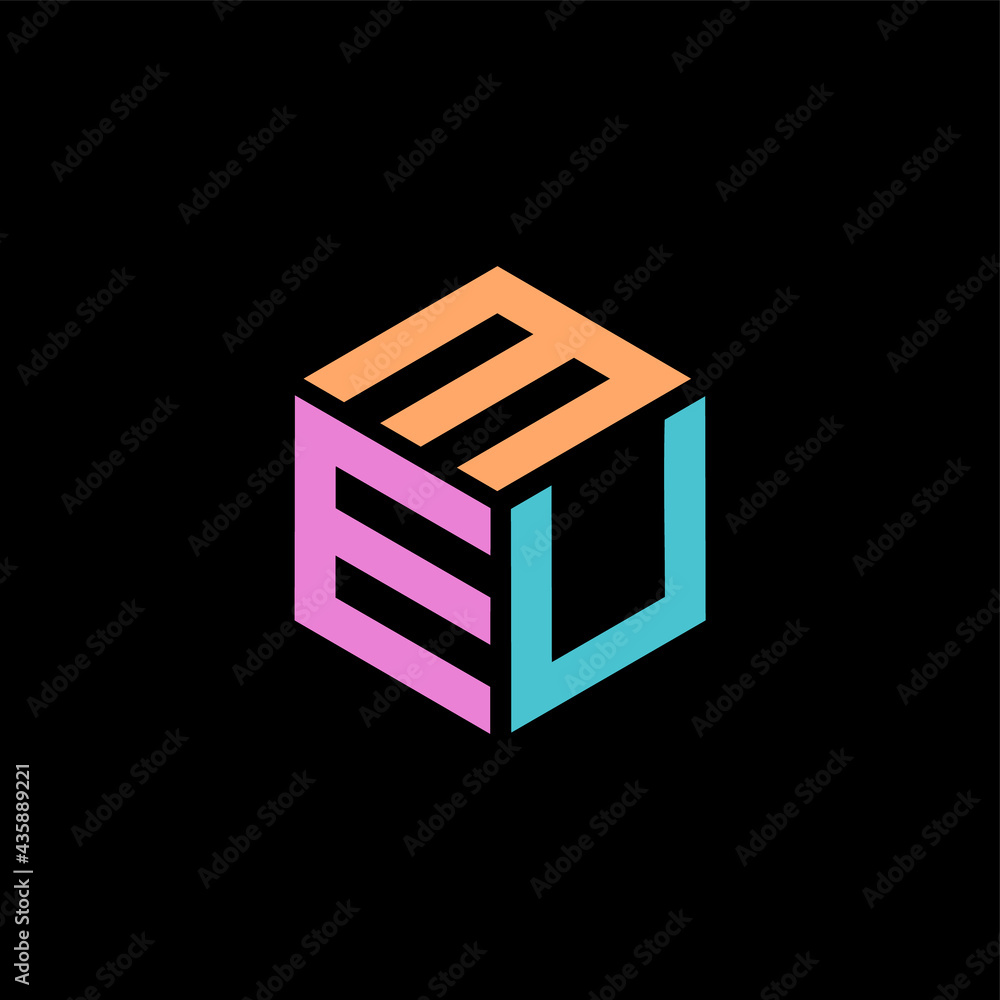 Hexagon logo with the letters MEU design Hexagon logo with the letters MEU design