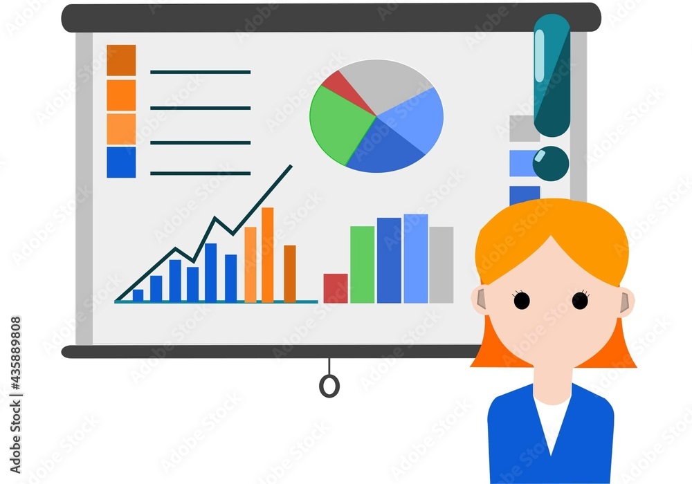 business person with graphs and charts / Consulting icon business person with graphs and charts / Consulting icon