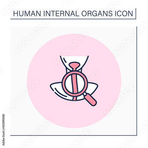 Esophagus color icon. Food pipe inflammatory. Diagnosis problem. Human internal organs concept.Isolated vector illustration