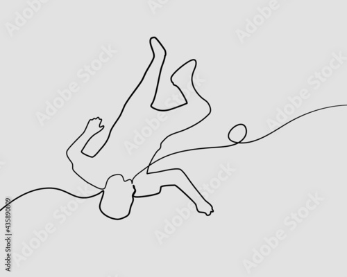 Continuous line, Top Down Shot of a Man after Accident. Drawing of set People. (Vector illustration one line drawing)
