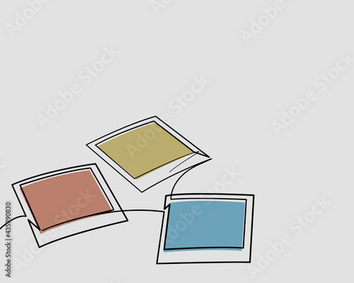 Continuous line, Set of vintage photo frame. Drawing of set Art. (Vector illustration one line drawing)