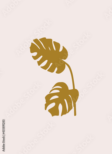 beautiful golden illustration boho style poster on beige background