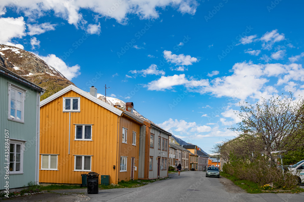 Sjøgata (seastreet) is part of the old town of Mosjøen,Helgeland,Nordland county,Norway,scandinavia,Europe Sjøgata (seastreet) is part of the old town of Mosjøen,Helgeland,Nordland county,Norway,scandinavia,Europe