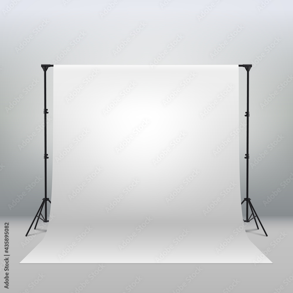 Professional photo studio interior. Photography tripods and racks and ...
