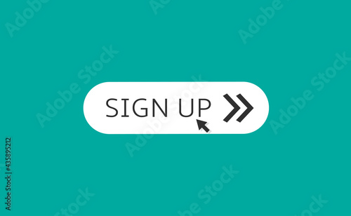 Sign up white button vector illustration for web