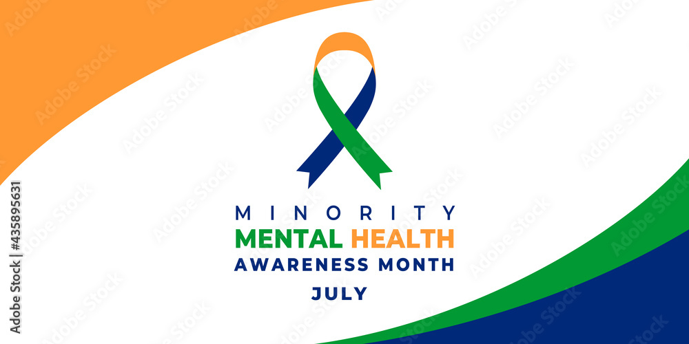 Minority Mental Health Awareness Month. Vector web banner for social