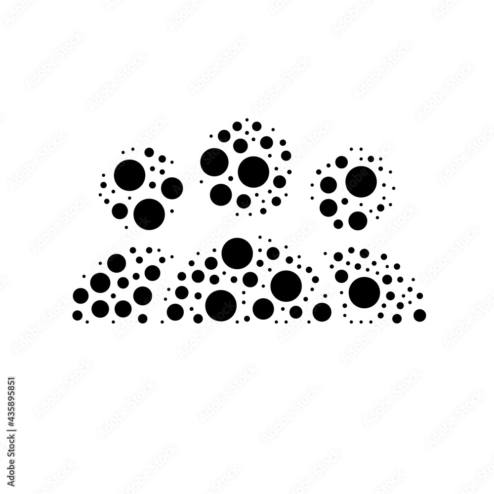 A large people symbol in the center made in pointillism style. The center symbol is filled with black circles of various sizes. Vector illustration on white background A large people symbol in the center made in pointillism style. The center symbol is filled with black circles of various sizes. Vector illustration on white background