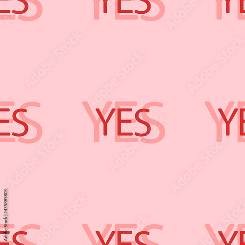 Seamless pattern of large isolated red yes symbols. The elements are evenly spaced. Vector illustration on light red background