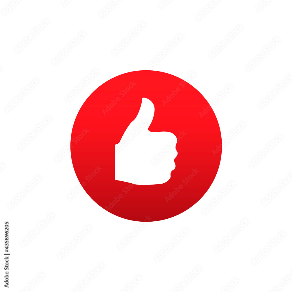 White thumbs up on red round background button White thumbs up on red round background button