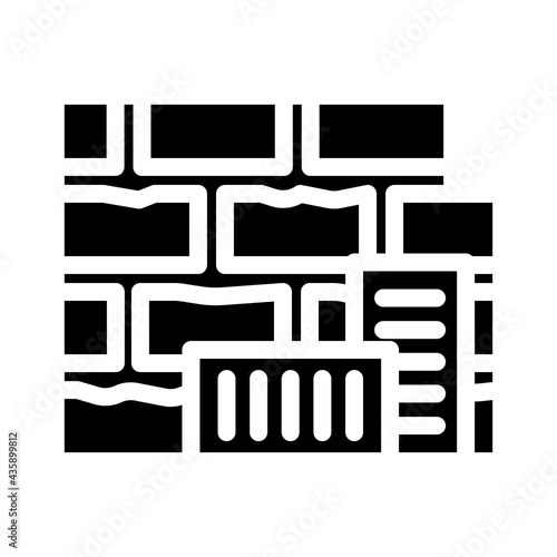 brick building material glyph icon vector. brick building material sign. isolated contour symbol black illustration