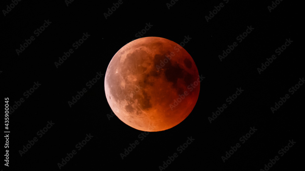 Stuttgart, Germany, 27.07.2018. Red blood moon is rising