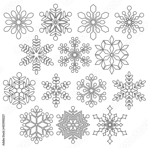 black outline snowflakes digital stamps