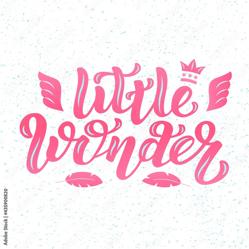 Handdrawn vector illustration with white lettering on textured background Little Wonder for greeting card, banner, social media content, celebration, advertising, poster, decor, cover, print, template