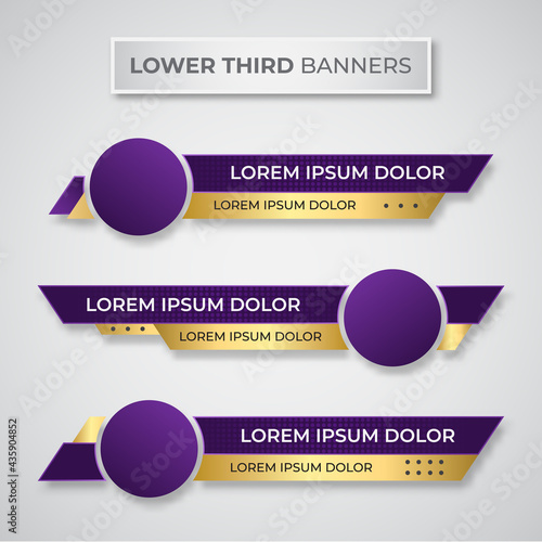 Modern geometric lower third banner template design. Colorful lower thirds set template vector. Vector illustration