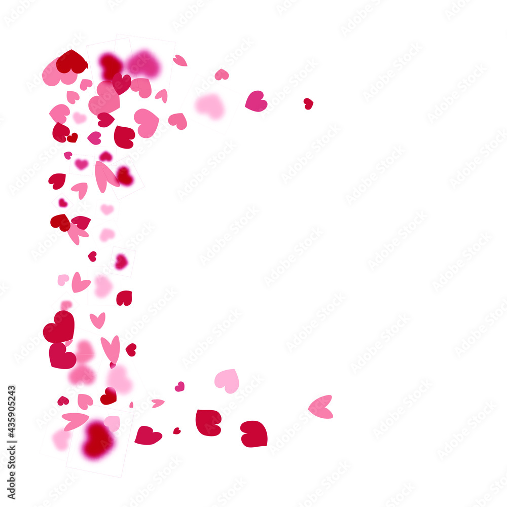 Heart Background. Red Pink 8 March Banner with Flat Heart. Empty Vintage Confetti Template.  Exploding Like Sign. Vector Template for Mother's Day Card. St Valentine Day Card with Classical Hearts.