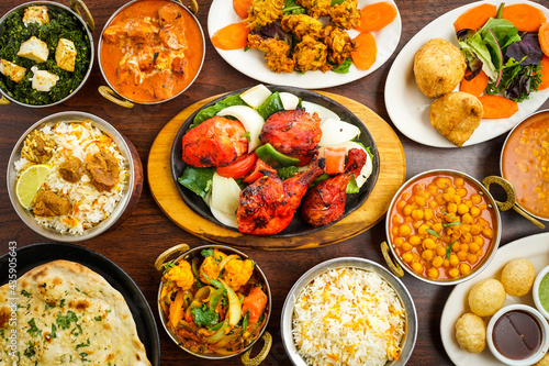 Flat lay of Indian food