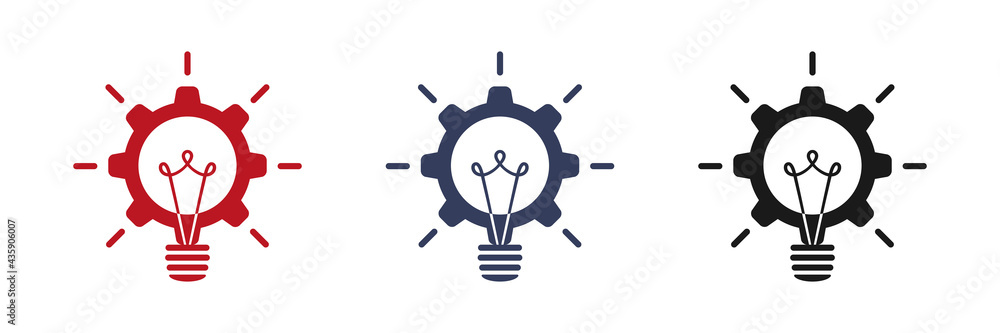Lamp and Cogwheel - An innovative lamp and gear. Set of icons. Web design. Lamp and Cogwheel - An innovative lamp and gear. Set of icons. Web design.