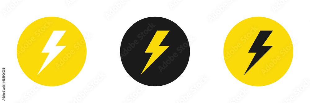 Set of electrical lightning logo designs. Thunder icons. Modern flat style. Set of electrical lightning logo designs. Thunder icons. Modern flat style.