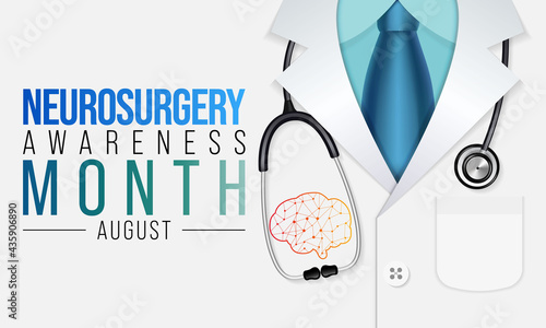 Neurosurgery awareness month is observed every year in August, it  is the medical specialty concerned with the rehabilitation of disorders which affect any portion of the nervous system. Vector art