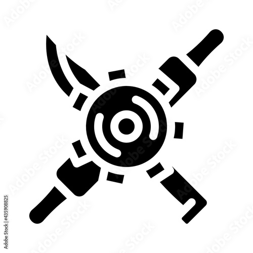 gear with kitchen utensils glyph icon vector. gear with kitchen utensils sign. isolated contour symbol black illustration