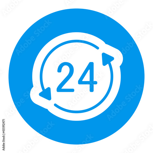 Service twenty four hours vector white glyph icon