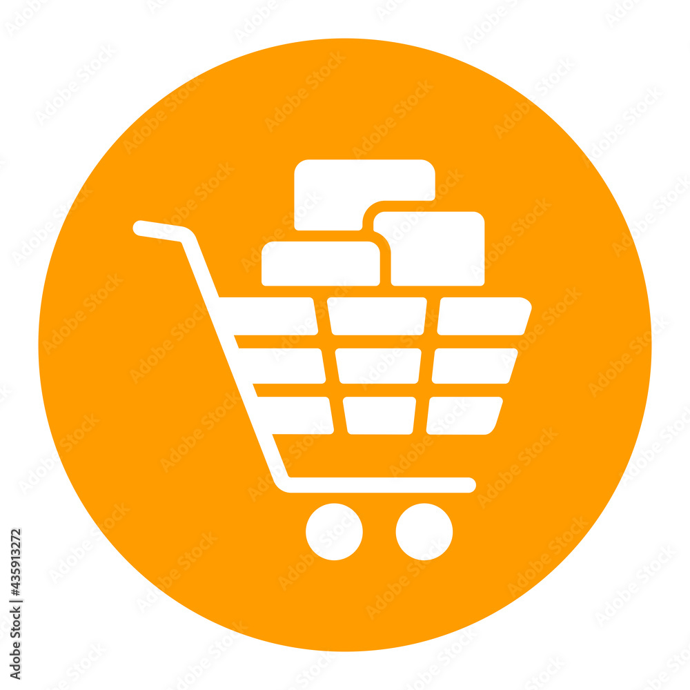 Shopping cart with boxes white glyph icon Shopping cart with boxes white glyph icon